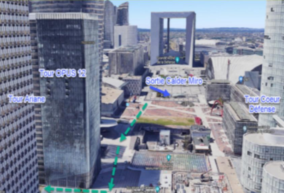 Repere visuel depuis La Defense Grande Arche